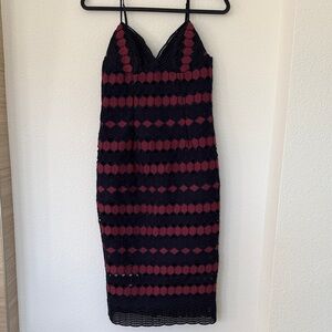 Bardot Black and Red Patterned Midi Dress